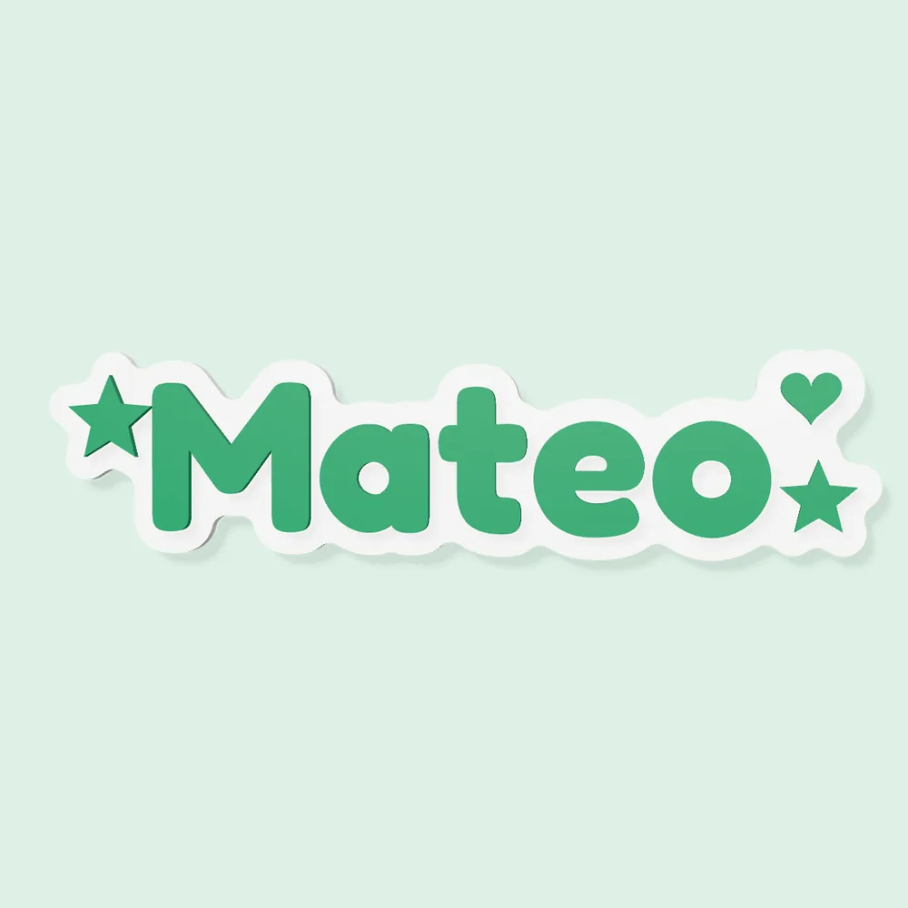 Green Mateo kids name sign with stars